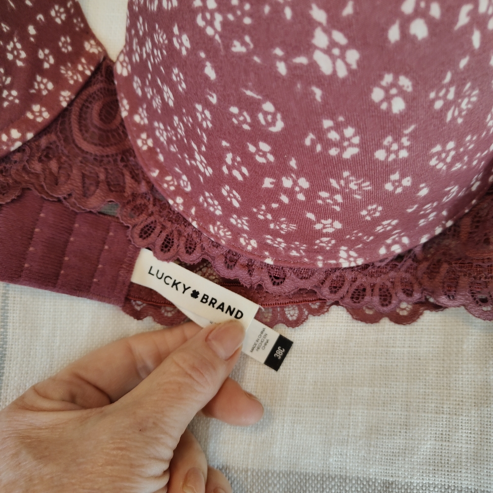 Lucky Brand Women's Burgundy Lace Bra - Picture 2 of 7